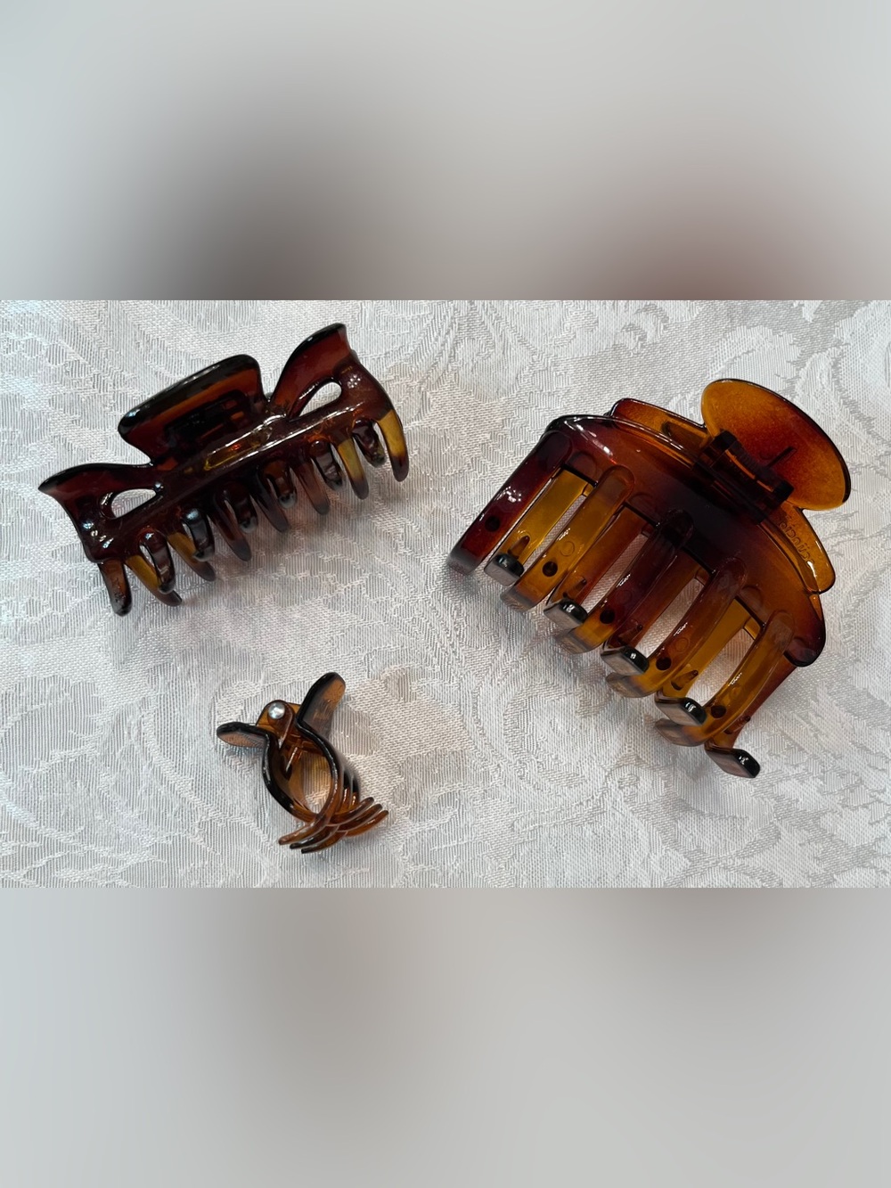 Tortoiseshell Hair Claw Clip Set - Brown set of 3